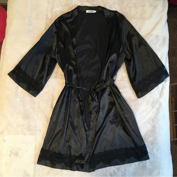 Other - Black Short Satin Robe